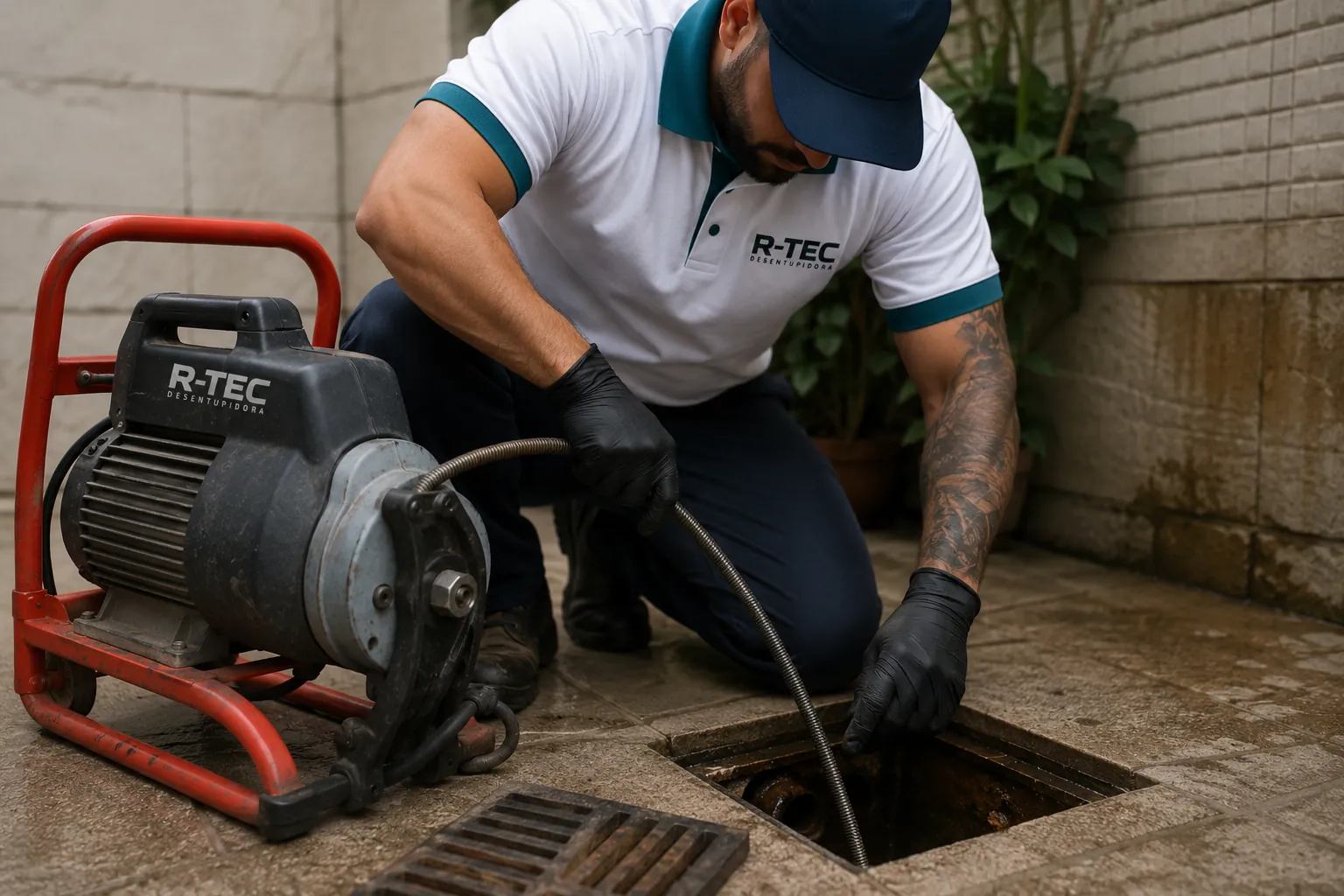 Serviço profissional de desentupimento de ralo