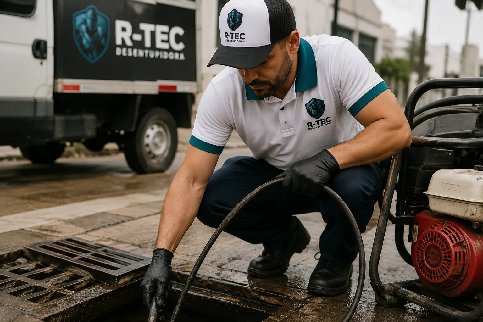 Desobstrução e desentupimento de rede de esgoto