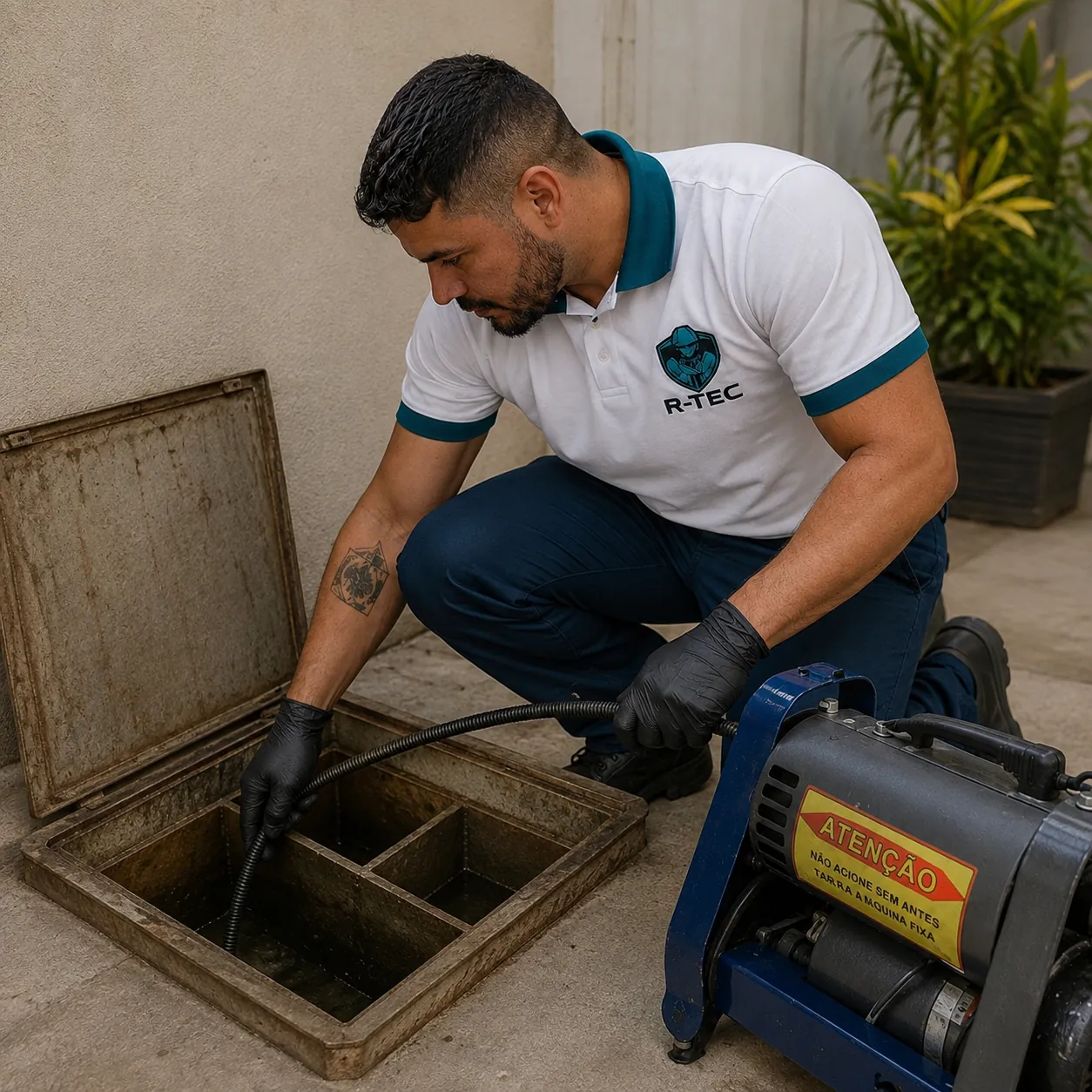 Limpeza profissional de caixa de gordura
